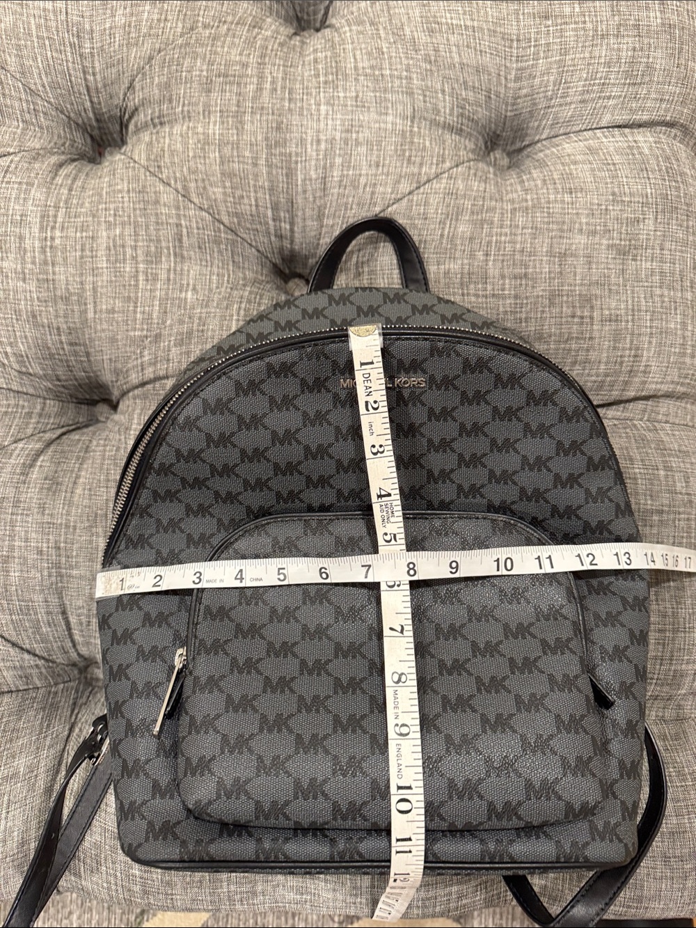 Michael Kors Bag Jet Set MK Logo Black Gray Backpack - Picture 17 of 17